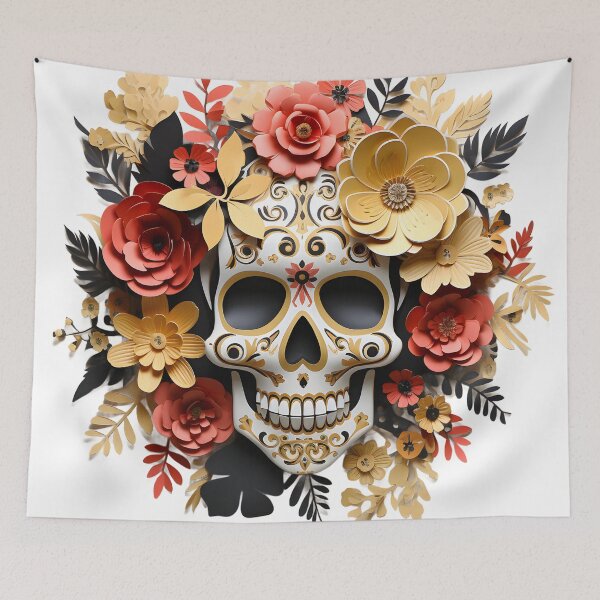 Item preview, Halloween T-Shirt 3D Paper-Cut Skull Design designed and sold by AnnDesignStudio.