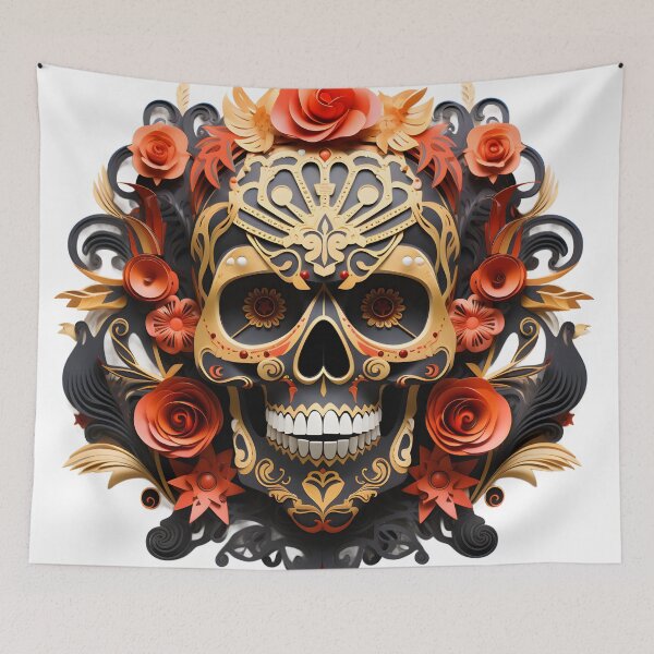 Item preview, Halloween T-Shirt 3D Paper-Cut Skull Design designed and sold by AnnDesignStudio.