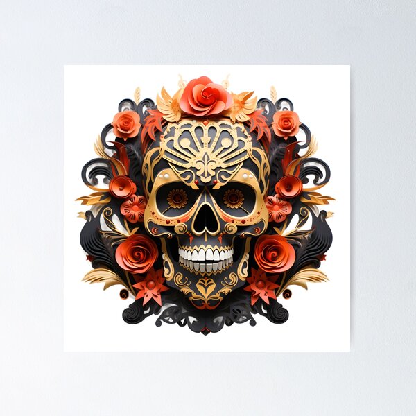 Item preview, Halloween T-Shirt 3D Paper-Cut Skull Design designed and sold by AnnDesignStudio.