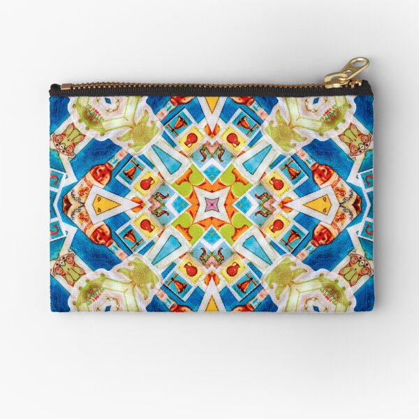 Blue Abstract Kaleidoscope Pattern Zipper Pouch