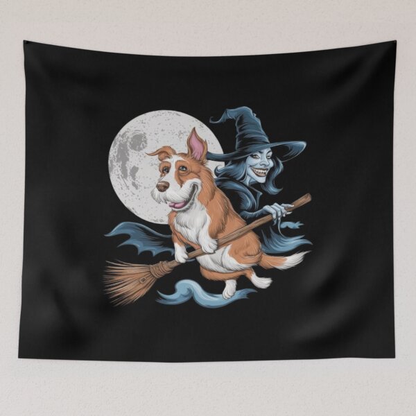 Item preview, A dog flying on a broomstick designed and sold by ARTReMi.