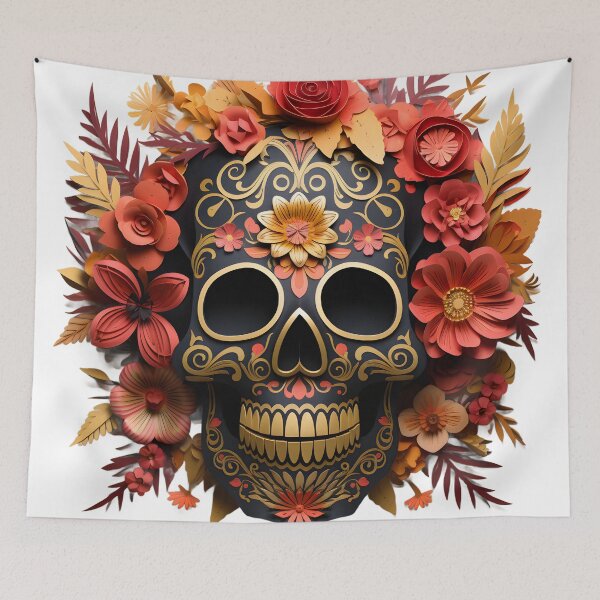 Item preview, Halloween T-Shirt 3D Paper-Cut Skull Design designed and sold by AnnDesignStudio.