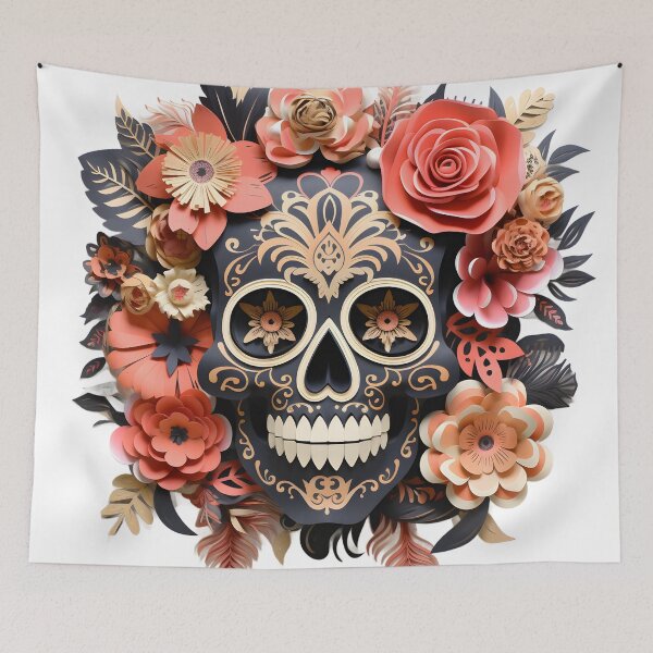 Item preview, Halloween T-Shirt 3D Paper-Cut Skull Design designed and sold by AnnDesignStudio.