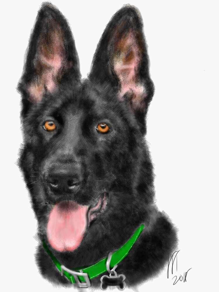 Smiling Black German Shepherd by LITDigitalArt