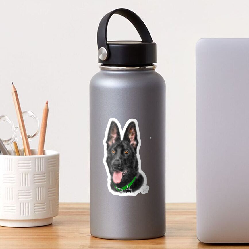 Smiling Black German Shepherd Sticker