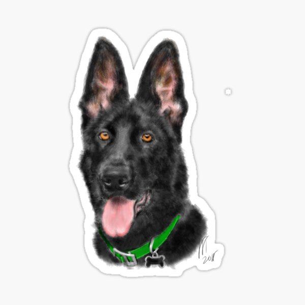 Smiling Black German Shepherd Sticker