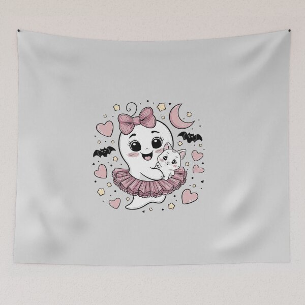 Item preview, Adorable Ghost and Cat Illustration – Kawaii Ghost Art designed and sold by love3617.