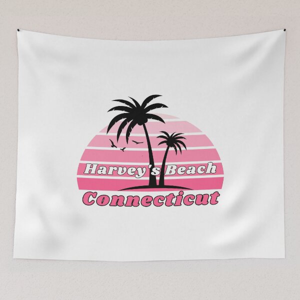Item preview, Retro Cool Harvey's Beach Connecticut Palm Tree at Sunset designed and sold by karmdaf.