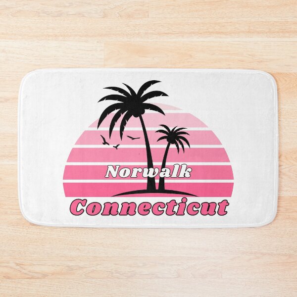 Item preview, Retro Cool Norwalk Beach Connecticut Palm Tree at Sunset designed and sold by karmdaf.