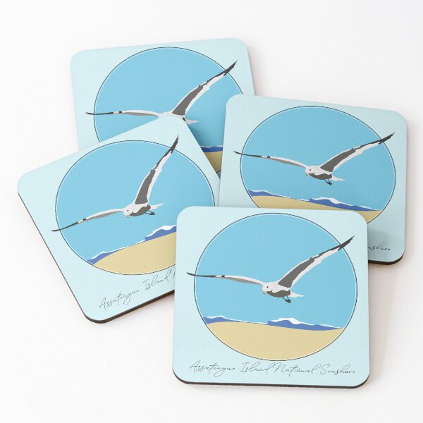 Item preview, Assateague Island National Seashore Sea Gull Flying Over Beach with Waves Design designed and sold by laughingwillows.
