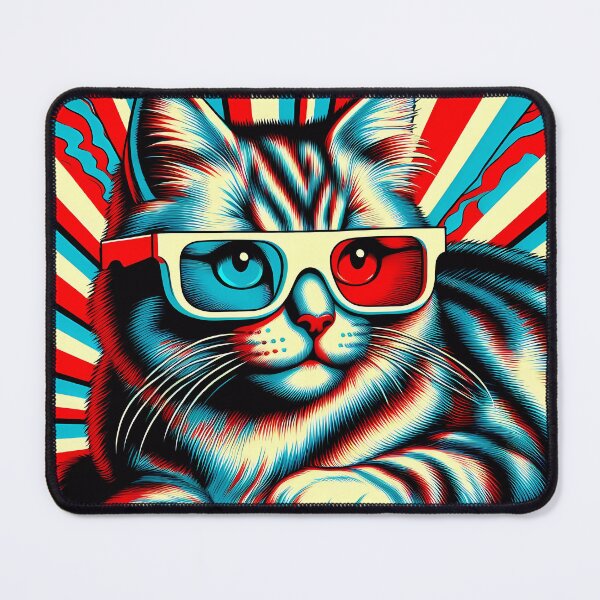 Item preview, Retro Cat with 3D Glasses designed and sold by Vitalka-uk.