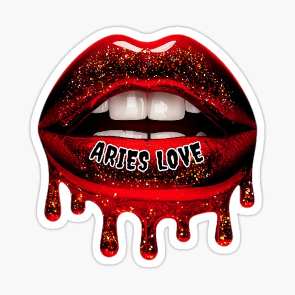 Item preview, ARIES SEASON STICKER ZODIAC SIGN HOT RED LIPS designed and sold by Arts4U.