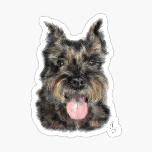 Smiling Brown Schnauzer Dog Sticker