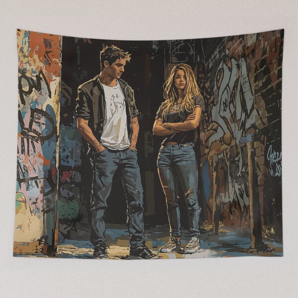Item preview, Urban Grit: Defiant Duo in the Alleyway designed and sold by oanaunciuleanu.