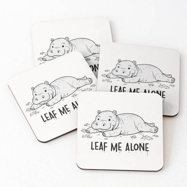 Item preview, Leaf me alone lazy Moo Deng baby pygmy hippo Thailand hippopotamus  designed and sold by GroovyDino.