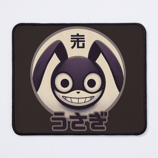 Item preview, Quirky Black Bunny Face with Japanese Text | Cute and Creepy Art designed and sold by GALUMARKET.