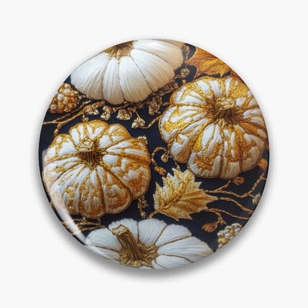 Item preview, White and golden pumpkins and autumn leaves on black.  designed and sold by MargaretWiktor.
