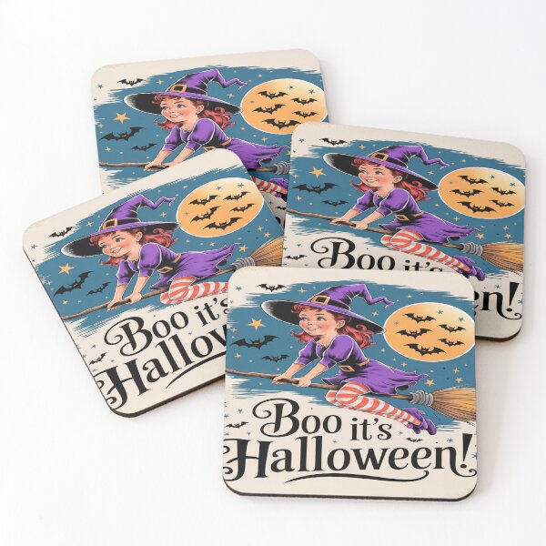 Item preview, Boo! It’s Halloween - Spooky Witch Flying Under the Full Moon designed and sold by Tekumart.