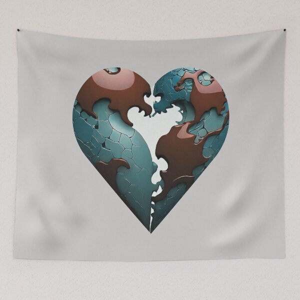 Item preview, BLUE AND BROWN ABSTRACT HEART DESIGN designed and sold by asudesign.