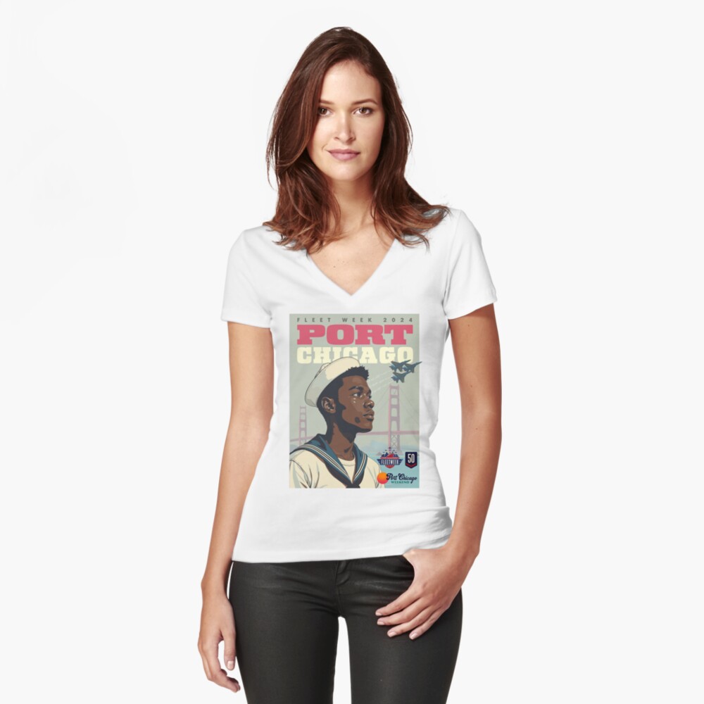 Item preview, Fitted V-Neck T-Shirt designed and sold by PortChicago.