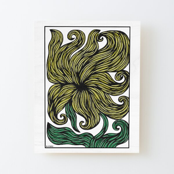 Golden Bloom Wood Mounted Print