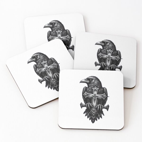 Item preview,  black raven with cross  Halloween  tattoo ,   halloween black raven designed and sold by Expressions-Sel.