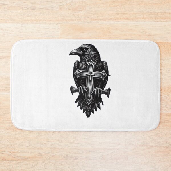 Item preview,  black raven with cross  Halloween  tattoo ,   halloween black raven designed and sold by Expressions-Sel.