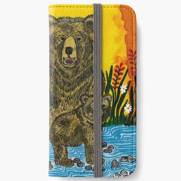 Bear family by river iPhone Wallet