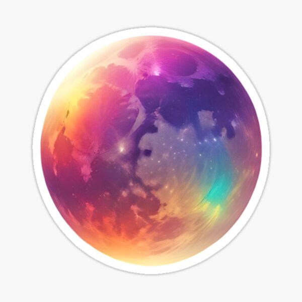 Item preview, GLOWING RAINBOW MOON STICKER  designed and sold by Arts4U.
