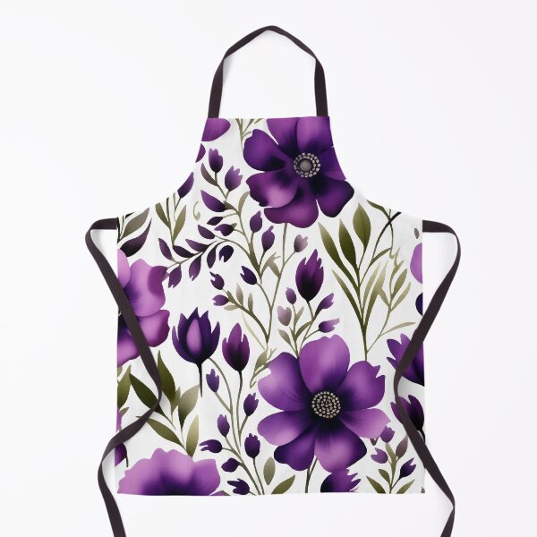 Item preview, FLORAL AND TROPICAL PATTERN O24 - Gift items and personal use / Flowers, Wild, Seamless, Leaves, Green, Purple, Floral, Watercolor, Flowers, White, Pattern, Art designed and sold by LumDesignArt.
