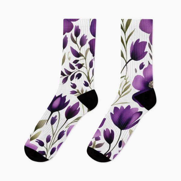 Item preview, FLORAL AND TROPICAL PATTERN O24 - Gift items and personal use / Flowers, Wild, Seamless, Leaves, Green, Purple, Floral, Watercolor, Flowers, White, Pattern, Art designed and sold by LumDesignArt.
