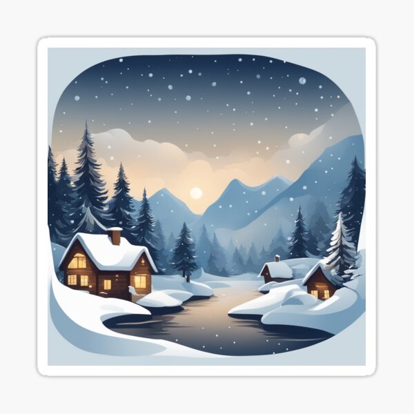 Item preview, Enchanting Christmas Snow Landscape Illustration designed and sold by hjian8219.