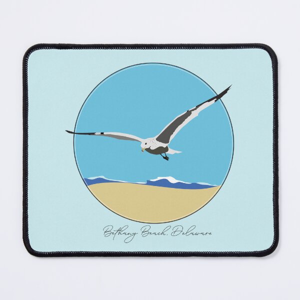 Item preview, Bethany Beach, Delaware Island National Seashore Sea Gull Flying Over Beach with Waves Design designed and sold by laughingwillows.