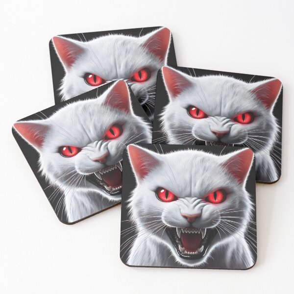 Item preview, Snarling White Cat with Red Eyes designed and sold by Sunrise427.