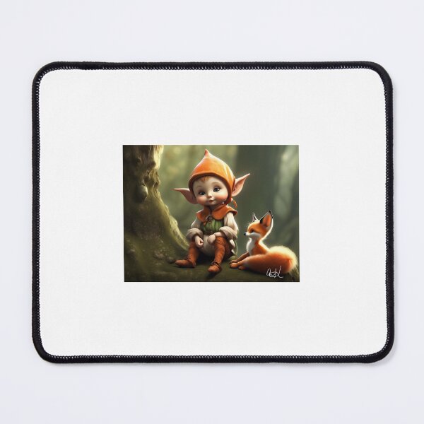 Item preview, Baby elf and fox in woods designed and sold by AnnetteMT22.