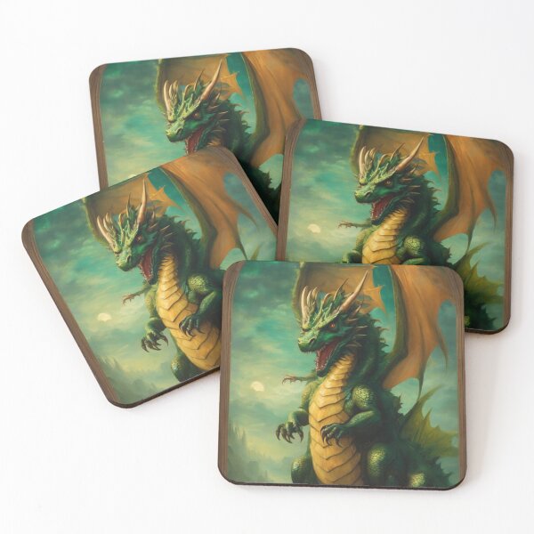 Item preview, Fantasy Green Dragon Painting designed and sold by JojiKebamura.