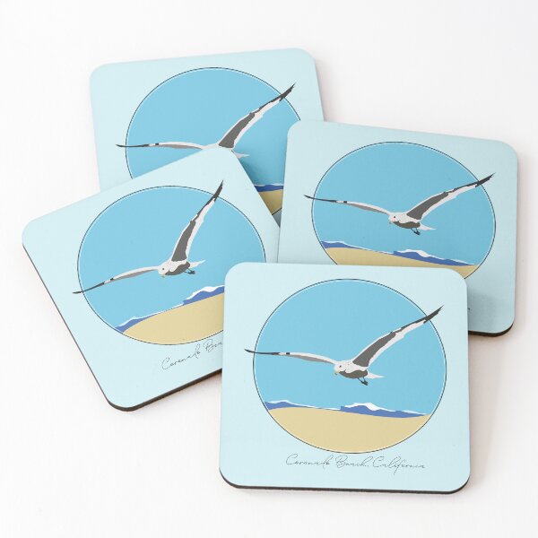 Item preview, Coronada Beach, California Sea Gull Flying Over Beach with Waves Design designed and sold by laughingwillows.