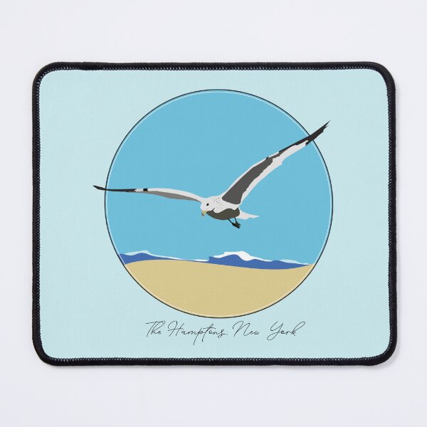 Item preview, The Hamptons, New York Sea Gull Flying Over Beach with Waves Design designed and sold by laughingwillows.