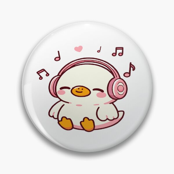Item preview, Cute duck in kawaii chibi style listening to music with headphones designed and sold by AdrianMDesigns.