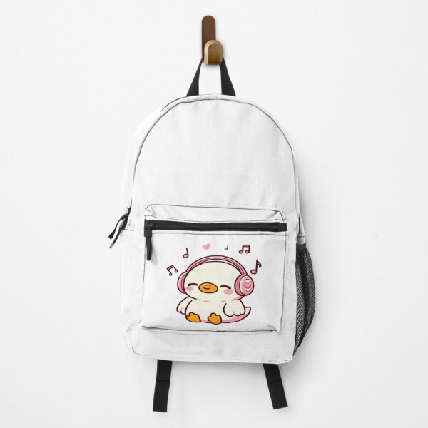 Item preview, Cute duck in kawaii chibi style listening to music with headphones designed and sold by AdrianMDesigns.