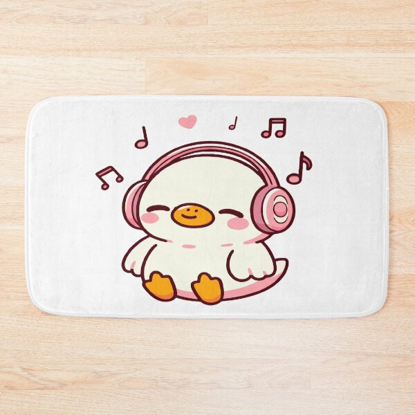 Item preview, Cute duck in kawaii chibi style listening to music with headphones designed and sold by AdrianMDesigns.