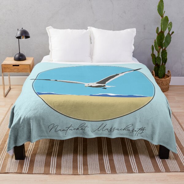 Item preview, Nantucket, Massachusetts Sea Gull Flying Over Beach with Waves Design designed and sold by laughingwillows.