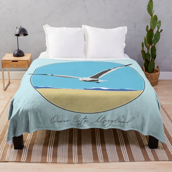 Item preview, Ocean City, Maryland Sea Gull Flying Over Beach with Waves Design designed and sold by laughingwillows.