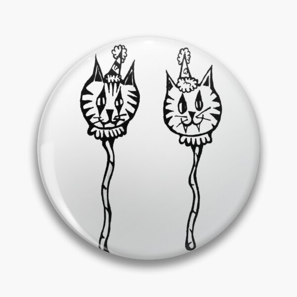 Item preview, 2 Carnival Circus Jester Cats Balloons Grayscale designed and sold by KayTurtless.