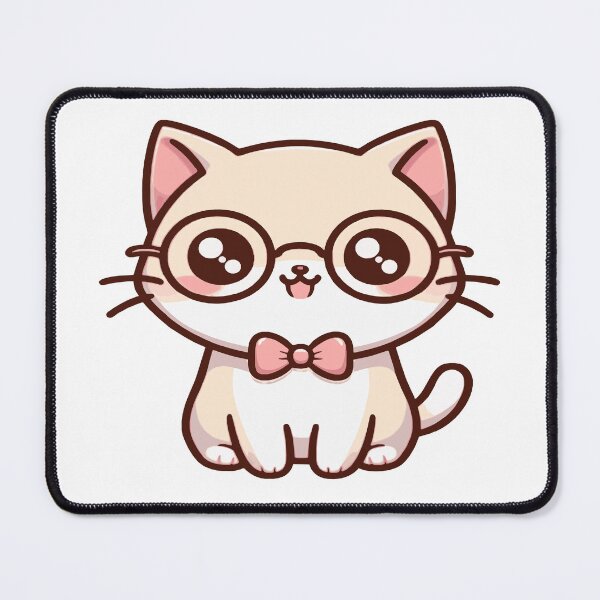 Item preview, Nerd cat 2, cute cat in kawaii chibi style wearing glasses designed and sold by AdrianMDesigns.