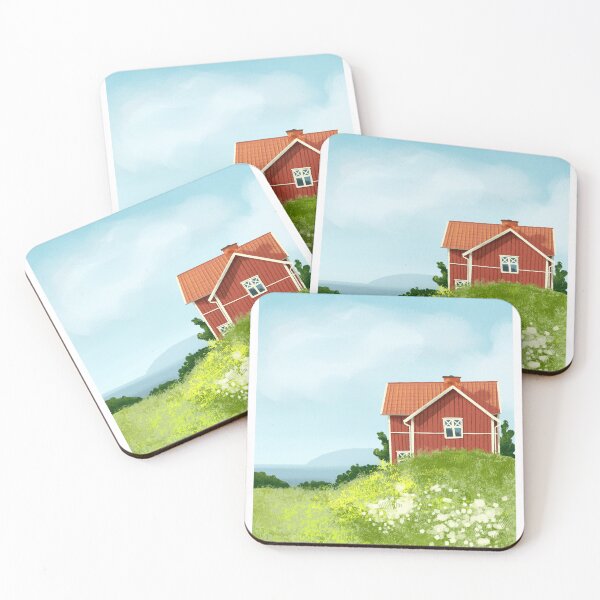 Item preview, Red home in meadow designed and sold by dahlia-autumn.