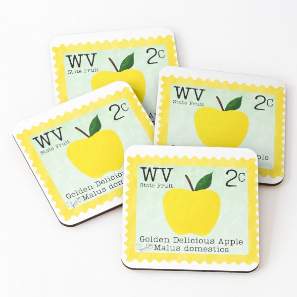 Aperçu de l'œuvre Pomme Golden Delicious : Timbre de fruits de l'État de Virginie-Occidentale créée et vendue par Marguerite Artistry.