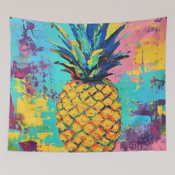 Item preview, Colorful vibrant pineapple painted print designed and sold by dcrc.