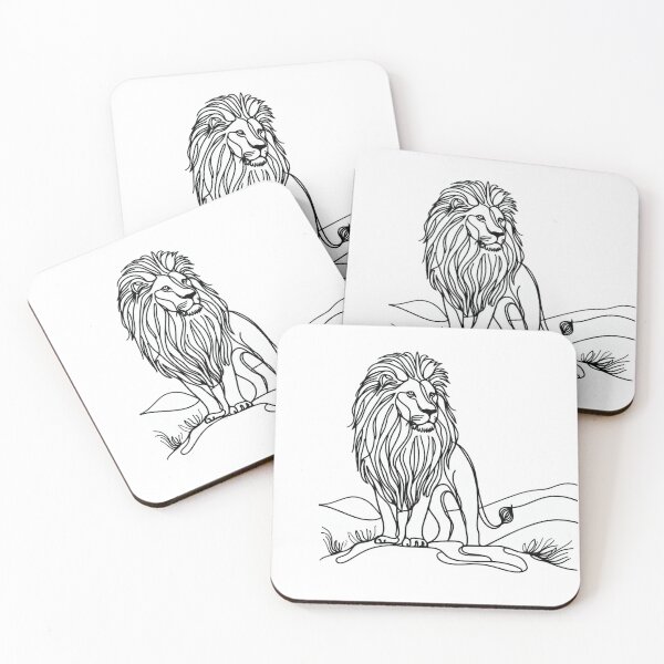 Item preview, Cute One Line Art Cartoon Lion Drawing designed and sold by nada-art.