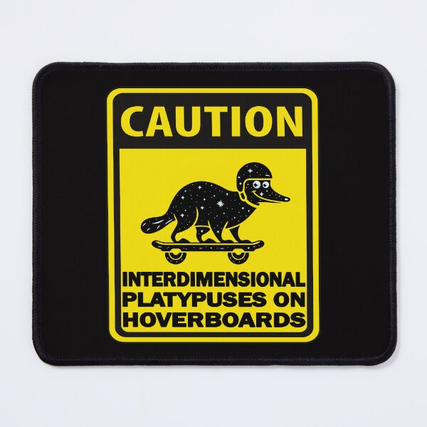 Item preview, Caution: Interdimensional Platypuses on Hoverboards – Fun Sci-Fi Design designed and sold by CoolCrazyQuirky.